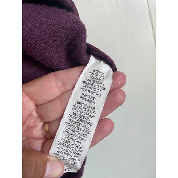 L.L Bean burgundy quilted puffer vest pockets sherpa lining zipper solid Size L - Picture 8 of 8